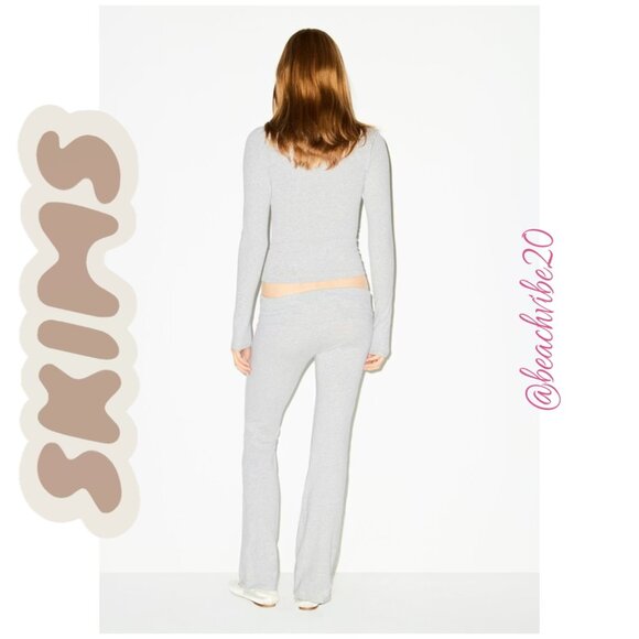 SKIMS Cotton Jersey Foldover Pant Light Heather Grey Medium NWOT - Picture 3 of 5